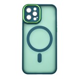 Husa tip MagSafe, Camera Protection Matte Silicon pentru iPhone 11 Pro Max Verde Inchis