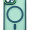 Husa tip MagSafe, Camera Protection Matte Silicon pentru iPhone 14 Plus Verde Inchis