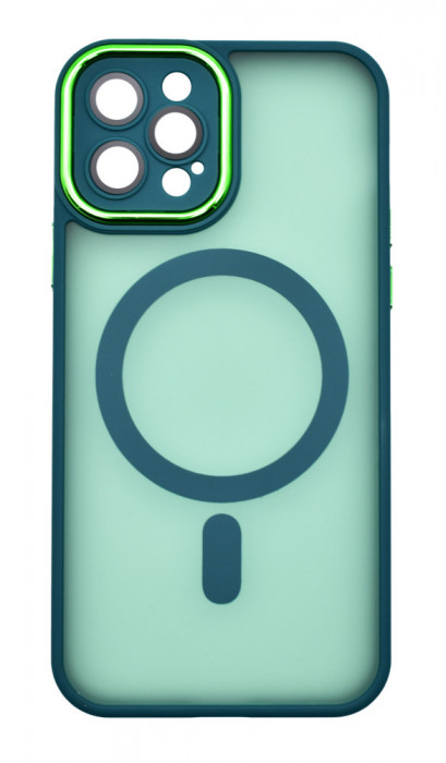 Husa tip MagSafe, Camera Protection Matte Silicon pentru iPhone 11 Pro Verde Inchis