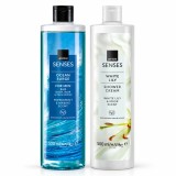 Cumpara ieftin Set 2 Geluri de Dus Senses, Ocean Surge pentru El + White Lily pentru Ea, 2 x 500 ml, Avon