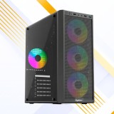 OptimX Prime 3 &ndash; Carcasa ATX cu Design Premium, Sticla Temperata si 4 Ventilatoare RGB instalate