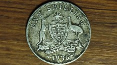 AG10 Australia - moneda de colectie argint 925 - 1 shilling 1936 - George VI - varianta ag sterling - stare foarte buna !