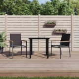 VidaXL Set mobilier de grădină, 3 piese, negru, textilenă și oțel
