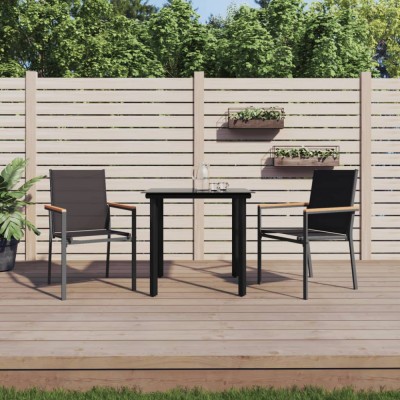 vidaXL Set mobilier de grădină, 3 piese, negru, textilenă și oțel foto