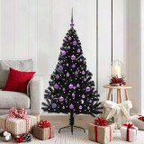 vidaXL Pom de Crăciun artificial pre-iluminat Negru 150 cm PVC 3397134