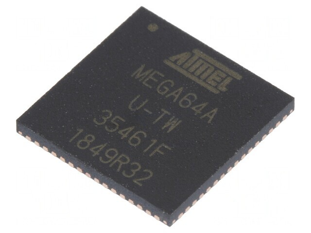 Microcontroler AVR VQFN64 2.7-5.5VDC 8 &Icirc;ntreruperi 1 Comparator