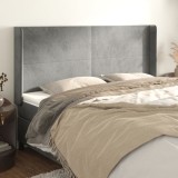 VidaXL Tăblie de pat cu aripioare gri deschis 183x16x118/128cm catifea