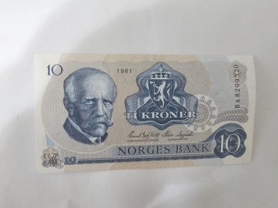 Norvegia 10 Kroner 1981 Noua foto