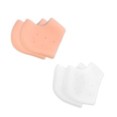 Set 4 sosete pentru protectia calcaielor, din silicon, marime universala, bej, alb