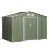 Casuta Gradina Metalica ART 277x195x192cm Verde Kaki, Magazie Unelte, Sopron, Structura Baza Inclusa, Otel+PP, 2 Usi, Aerisire