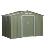 Casuta/magazie/sopron de gradina pentru depozitare unelte, cu structura baza inclusa, otel si PP, verde kaki, 277x195x192 cm