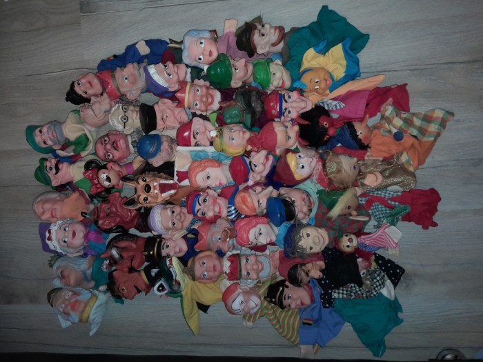 MARIONETE VECHI- MARIONETE DIN CAUCIUC, LEMN SI PLASTIC- MARIONETE PENTRU MANA- LOT 61 DE BUCATI