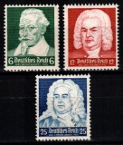 Germania Reich 1935, Mi #573-575, Aniversari: Heinrich Schultz, Johann Sebastian Bach si Georg Friedrich Handel, MNH! Cota 35 &euro;!