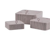 Set 3 cutii depozitare bambus gri 12 x 12 x 5 cm, 15 x 15 x 7 cm, 18 x 18 x 9,5 cm