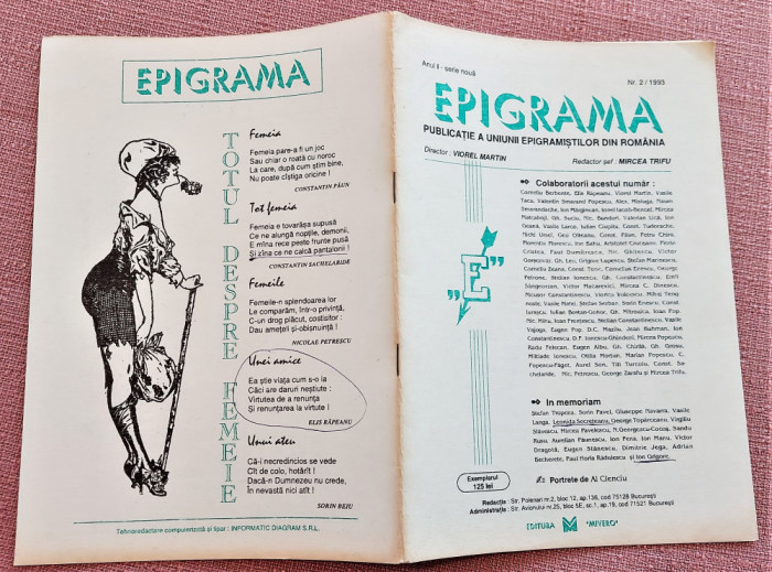 Epigrama Anul I, Nr. 2/1993 - Publicatie a Uniunii Epigramistilor din Romania
