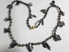 Colier perle negre baroc 70cm argint. Perle naturale de cultura