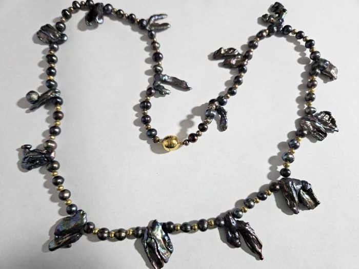 Colier cu perle baroc negre #20