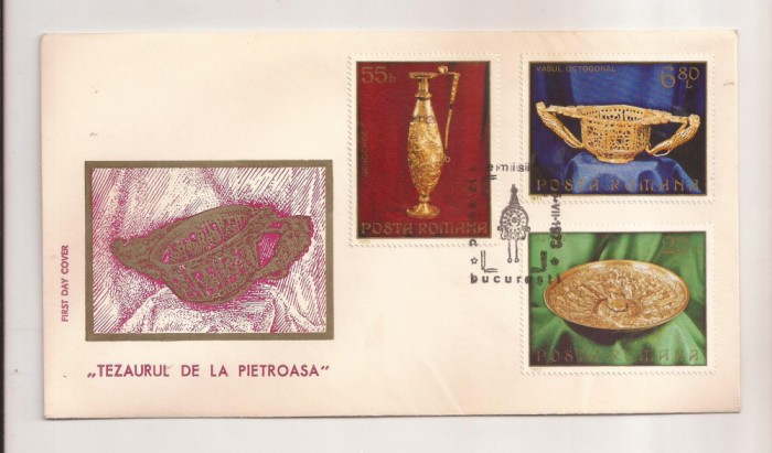 P4 Plic FDC-Prima zi a emisiunii-Tezaurul de la Pietroasa, necirculat 1973