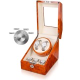 Cutie intors ceasuri automatice iUni, Watch Winder 2 + 3 spatii depozitare, 4 Programe, Gold