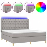 Cumpara ieftin Pat cu arcuri, saltea si LED, gri deschis, 180x200 cm, textil