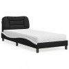 VidaXL Pat cu saltea, negru și alb, 90x200 cm, piele ecologică 3208701