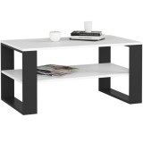 Masuta cafea ALEX cu raft inferior, PAL laminat, 92x53x45 cm, alb si negru Household NewTrend