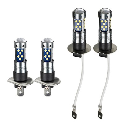 Set 2 becuri auto LED 27SMD, H1/H3, 60W/set, 12/24V, 6000K, lupa foto