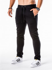 Pantaloni barbati negru slim cu banda siret si buzunare P549 foto