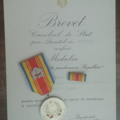 M1 DB - Decoratie cu brevet - 25 de ani de la proclamarea Republicii + bonus