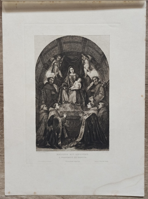 Fecioara si Sfintii, pictura de Girolamo Romanino/ gravura