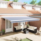 vidaXL Cortina Retractabilă Manual Albastru și alb 500 &times; 300 cm