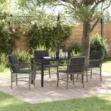 VidaXL Set de masă pentru grădină cu pernă 5 pcs Gri Rattan poli