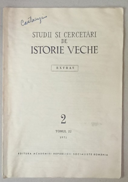 STUDII SI CERCETARI DE ISTORIE VECHE , SUBIECT : CETATEA POENARI de GH. I. CANTACUZINO , 1971 , PREZINTA HALOURI DE APA *