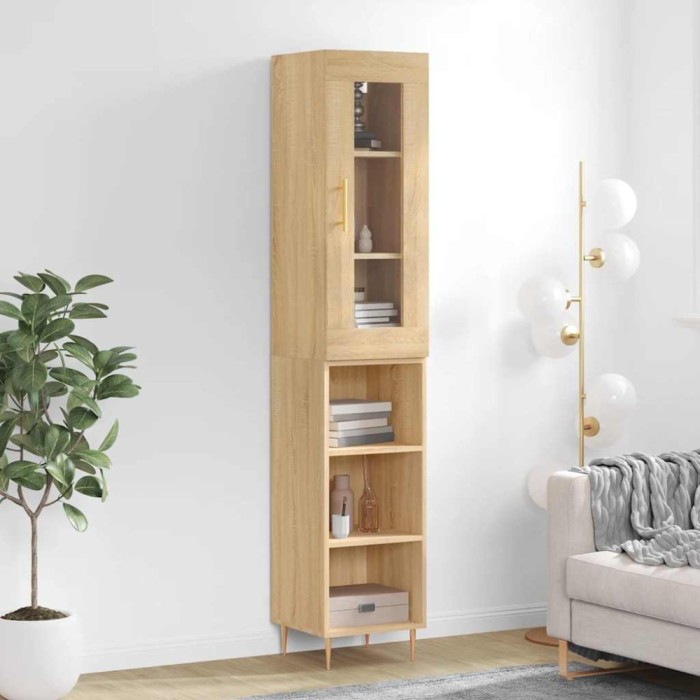 vidaXL Dulap &icirc;nalt, stejar sonoma, 34,5x34x180 cm, lemn prelucrat