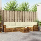 vidaXL Seturi de canapele 7 pcs Natural și Crem Lemn Solid de Acacia 3374920