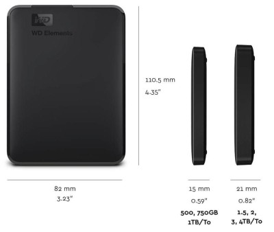 EHDD 4TB WD 2.5 ELEMENTS USB 3.0 BK EHDD 4TB WD 2.5&amp;quot; ELEMENTS USB 3.0 BK foto