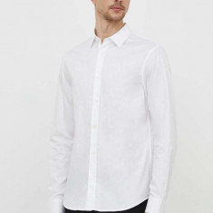 Armani Exchange camasa din bumbac barbati, culoarea alb, cu guler clasic, regular