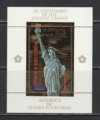 Guinea Ecuatoriala 1975 - 200 de Ani de la Independenta SUA Deluxe S/S 1v MNH foto