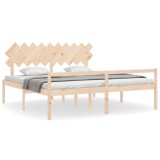 Cumpara ieftin Cadru de pat senior cu tablie, 200x200 cm, lemn masiv