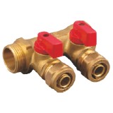 Cumpara ieftin Distribuitor pentru retea calorifere, 2 robineti, coloana 3/4, iesire 16 mm