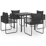 vidaXL Set mobilier de grădină, 5 piese, negru, ratan PVC
