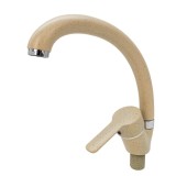 Baterie de bucatarie Flow bej/crom cu pipa fixa rotativa 360&deg;
