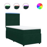 Cumpara ieftin Pat box spring cu saltea, verde inchis, 100x200 cm, catifea