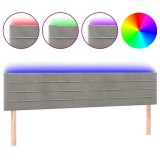 Cumpara ieftin Tablie de pat cu LED, gri deschis, 180x5x78/88 cm, catifea