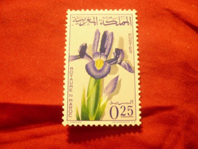 Timbru Maroc 1965 - Flora - Iris , val. 0,25C foto