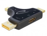 Adaptor 3 in 1 HDMI / DisplayPort / mini DisplayPort la HDMI 4K 60Hz T-M Negru, Delock 64059