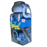 Sticla Copii cu Capac Flip si Maner, Model de genul Stitch, Albastra, 750 ml