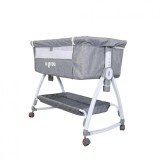 Patut Co-Sleeper 2 in 1 U-Grow, cu Leagan, Inaltime Ajustabila, Roti cu Frana, Plasa Insecte, 0-8 luni, Aluminiu