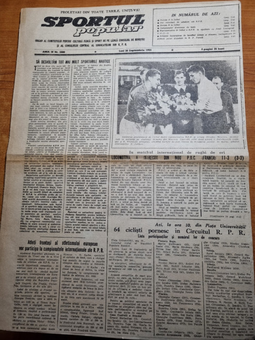 sportul popular 28 septembrie 1953-flamura rosie arad,CCA,progresul oradea,cluj