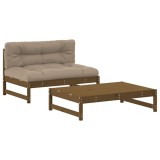 Cumpara ieftin Set mobilier gradina cu perne, 2 piese, maro miere lemn masiv